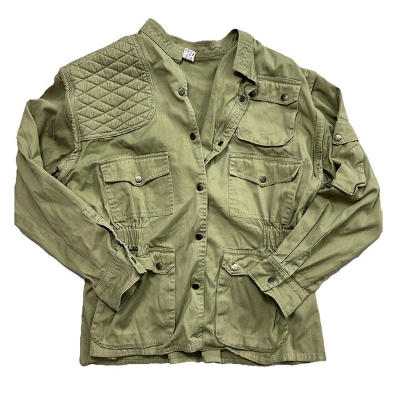 Womens XXL Utility Jacket 100% Cotton Removable Sleeves Hunting Military Grunge - Picture 1 of 11
